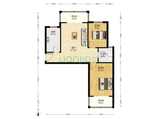 海盟新城 2室1厅1卫 91平方