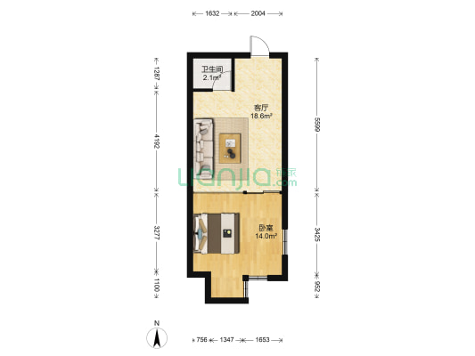 鑫利华商厦A区 1室1厅1卫 52平方