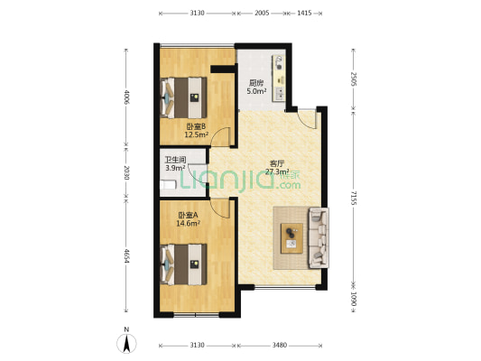 柏林大道 2室1厅1卫 76平方