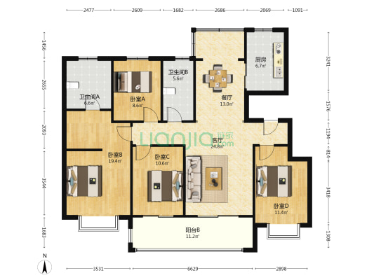 金悦雅苑澜园 4室2厅2卫 139平方