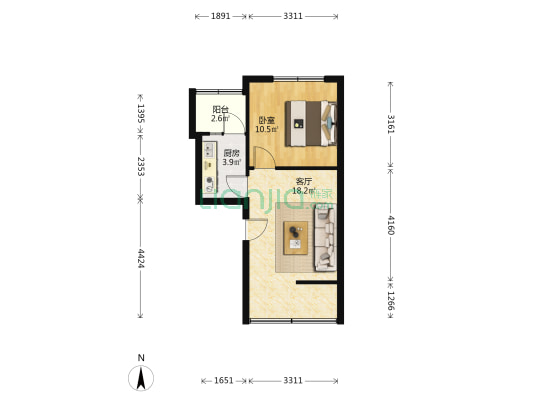杨梨路 1室1厅0卫 46平方