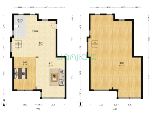 盛世园田居E1区 1室2厅1卫 103平方