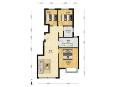 华远海蓝城，南北通透三居室，户型方正。-涿州华远海蓝城户型图