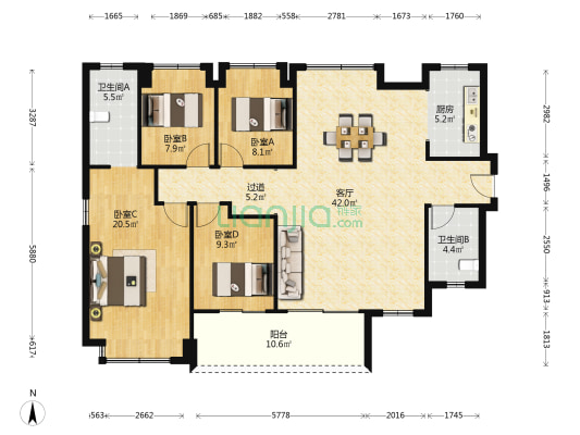 和顺府 4室1厅2卫 150平方