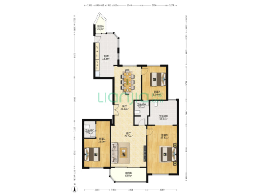 尚汇豪庭 3室2厅3卫 174平方