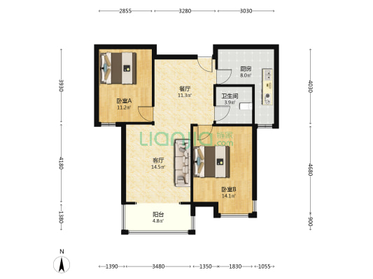 金品时代一层采光好，无遮挡，楼栋位置好-户型图