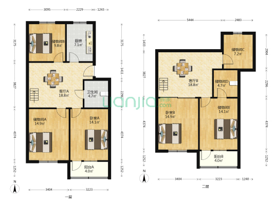 文峰园 2室2厅1卫 154平方