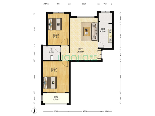 蟠龙华都 2室1厅1卫 105平方