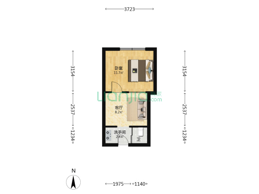 鑫源综合楼 1室1厅2卫 33平方