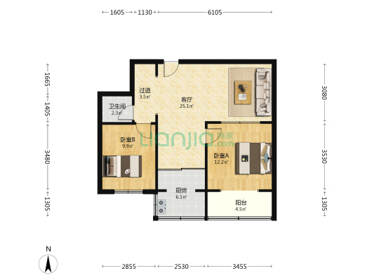 水司西关小区 2室1厅1卫 74平方
