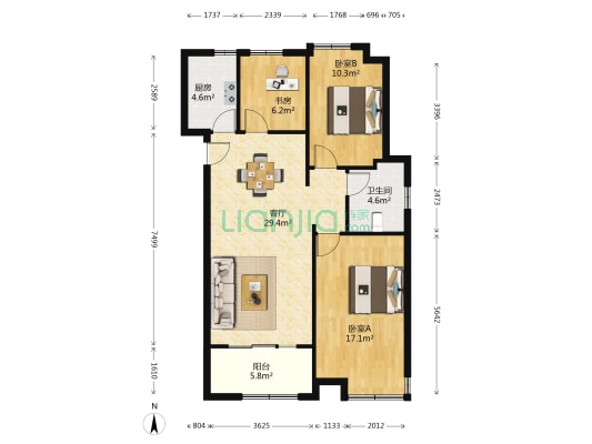 世茂海滨花园东区 3室1厅1卫 93平方
