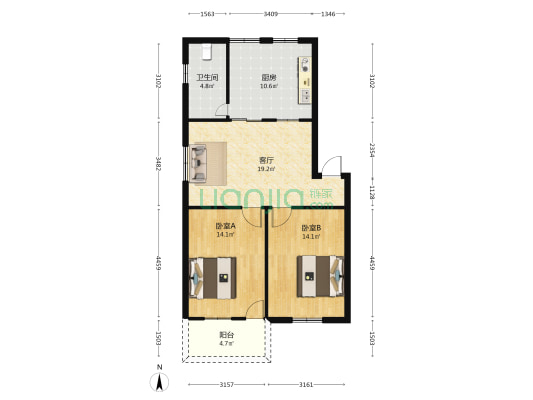 华福山庄 2室1厅1卫 91平方