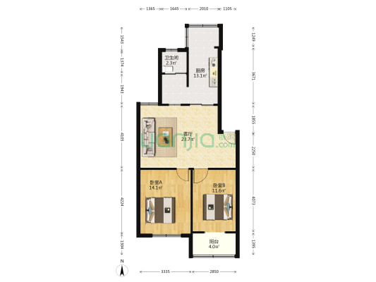 皖东矿山花园 2室1厅1卫 84平方