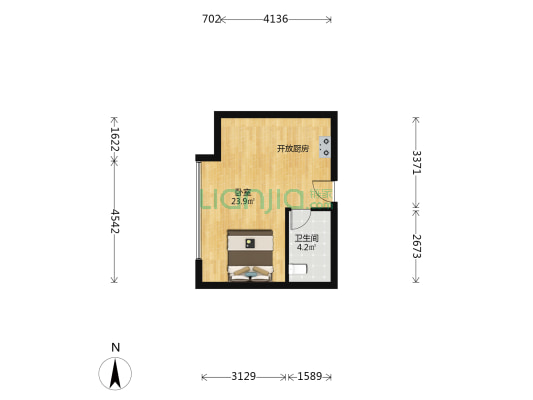 中垠广场 1室0厅1卫 41平方