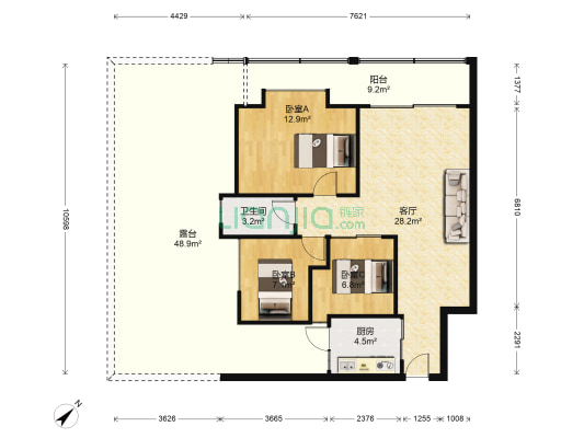 雅芙花园 3室1厅1卫 85平方