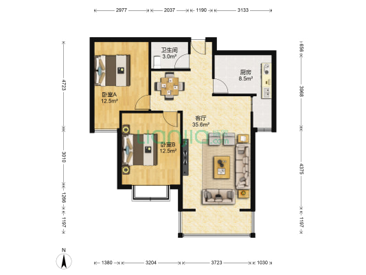 金汇广场 2室1厅1卫 102平方