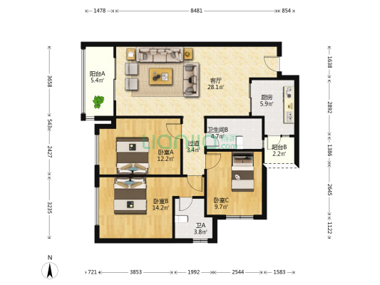 十里长江·澜庭 3室1厅2卫 113平方