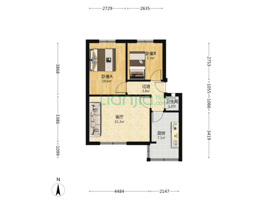 一环路西二段22号 2室1厅1卫 43平方