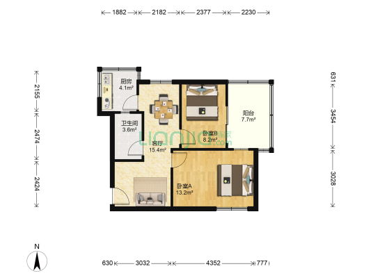 文化一巷 2室1厅1卫 59平方
