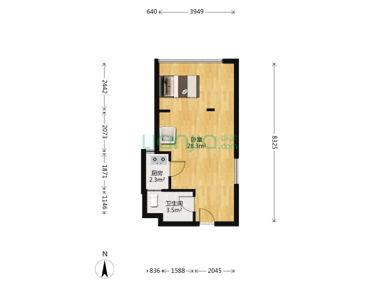 花雨树 1室0厅1卫 77平方