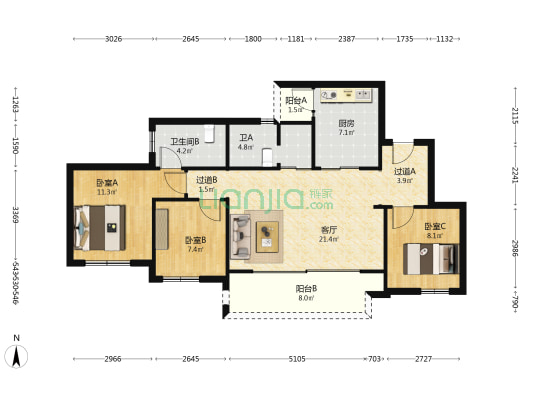 禹州博学家二期 3室1厅2卫 82平方