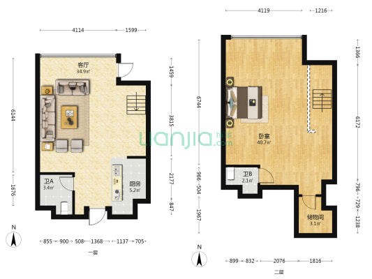 名力都会尚东 1室1厅2卫 67平方