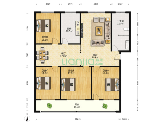 阀门厂家属院 4室2厅1卫 175平方