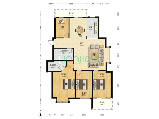 南山御景一区 4室1厅2卫 150平方