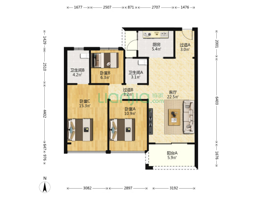 电建地产·洺悦华府 3室1厅2卫 101平方
