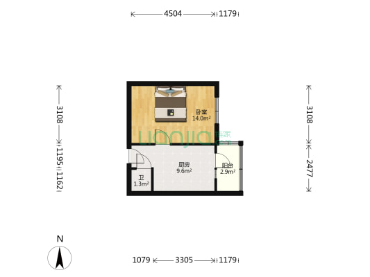 幸福里(红桥区) 1室0厅1卫 36平方