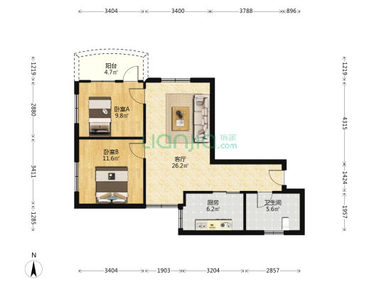 黄石西路 2室1厅1卫 79平方