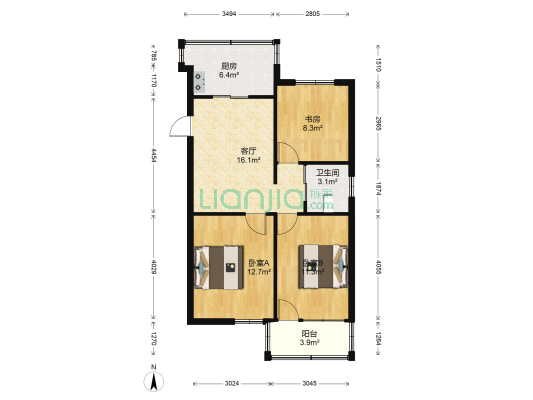 鲁迅中路 3室1厅1卫 78平方