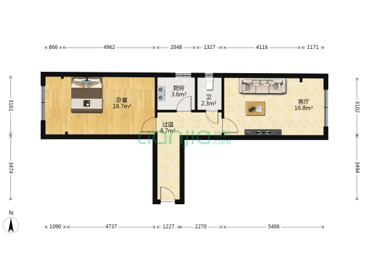 信业小区 1室1厅1卫 65平方
