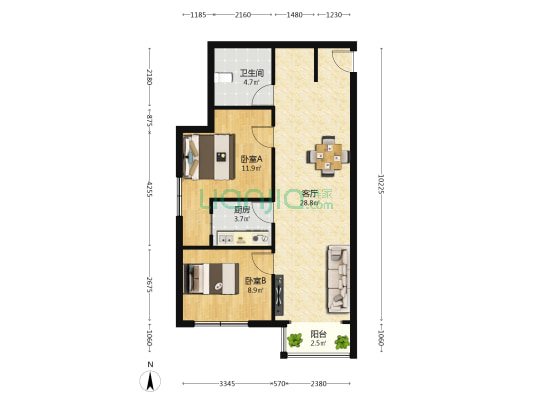 幸福佳苑小区 2室1厅1卫 79平方