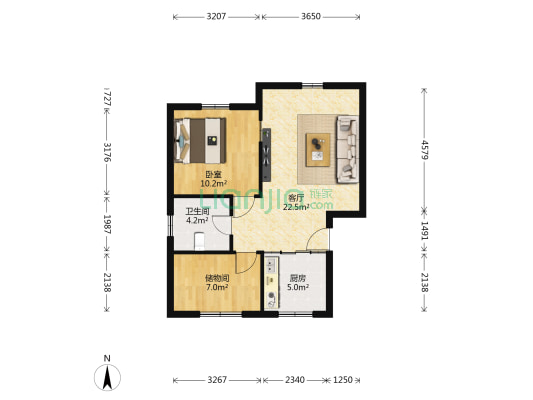 嘉木风情蓝岸 1室1厅1卫 47平方