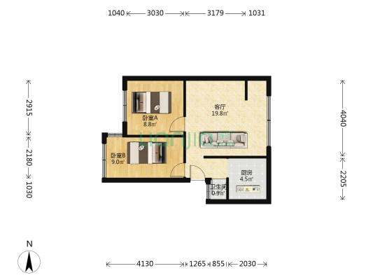 桐花巷6号 2室1厅1卫 50平方