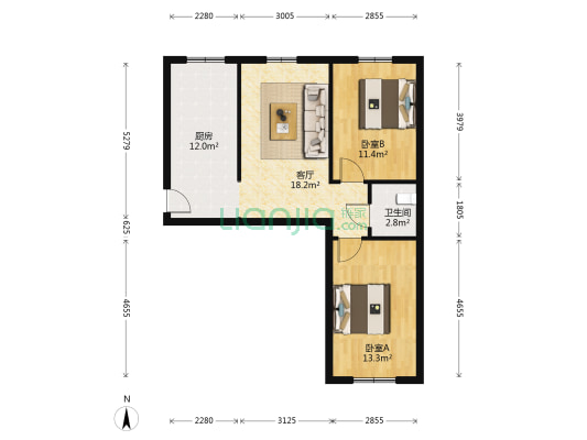 南城家园B区 2室1厅1卫 72平方