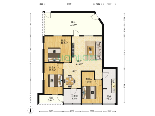 万丰路 3室1厅1卫 76平方