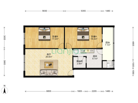 武昌路南二段27号 2室1厅2卫 97平方
