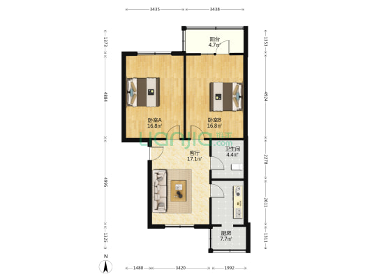 荣祥里 2室1厅1卫 85平方