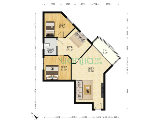 沙浦头康乐中心 2室2厅1卫 80平方