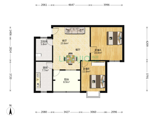 三琳花苑 2室1厅1卫 101平方