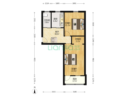 印染新村 2室1厅1卫 56平方
