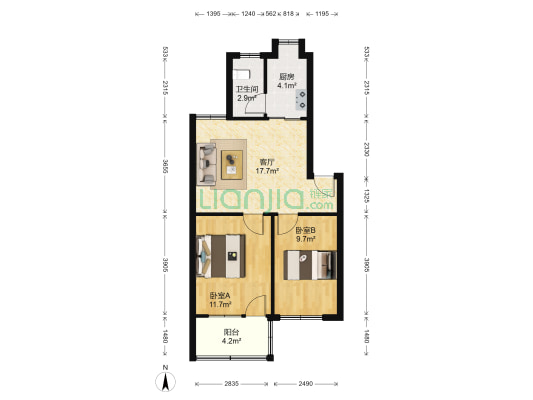 北桥新村 2室1厅1卫 64平方