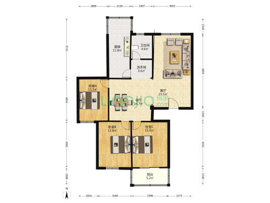 裕康苑 3室2厅2卫 133平方