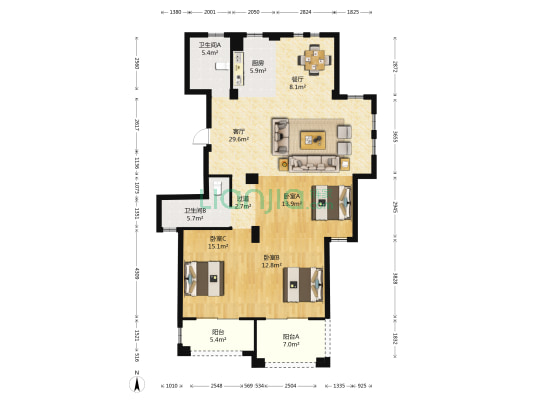 和昌钱塘外滩 3室2厅2卫 138平方