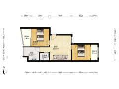 此房满五，双卧客厅带阳台都朝东，采光好，东西通透-涿州东方家园户型图