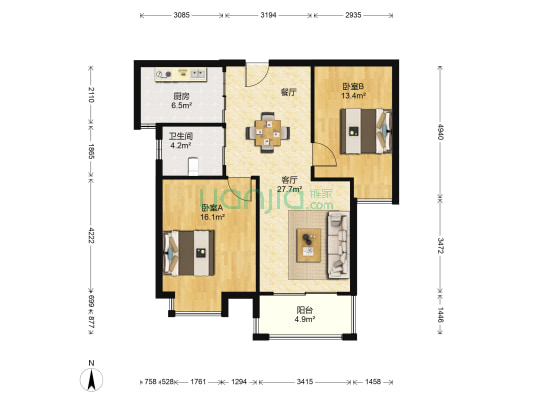 淮上人家 2室1厅1卫 94平方