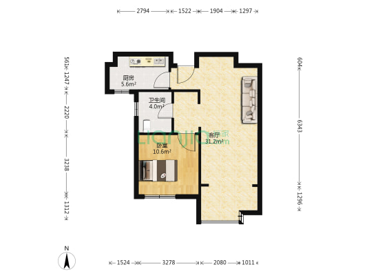 星韵花园二期 1室1厅1卫 71平方