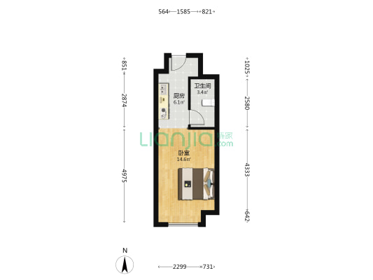 天环中心 1室0厅1卫 42平方